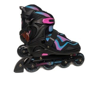 Fihuny Youth Multicolor Adjustable Inline Roller Skates Youth Size Large 4-7 NEW